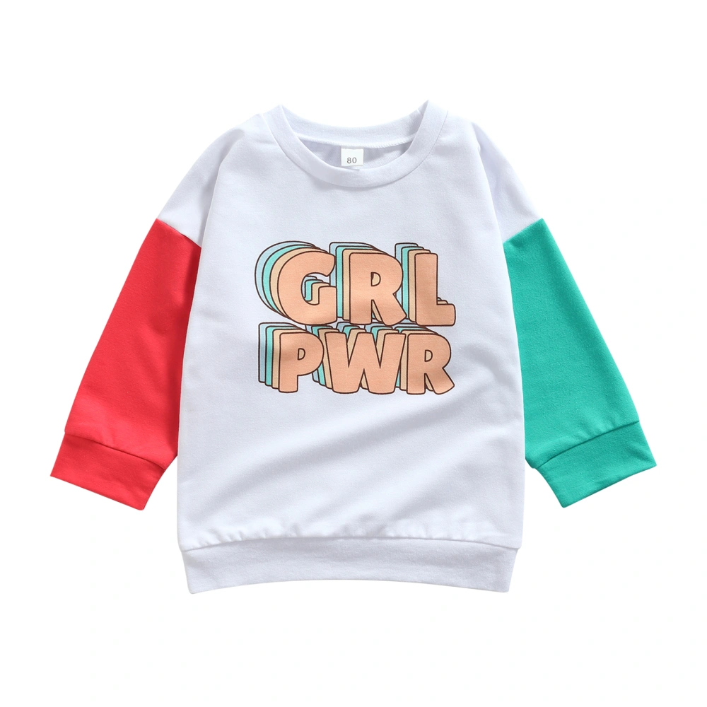 Girl Contrast Color Sweatshirt, Letter Print Long Sleeve Pullover