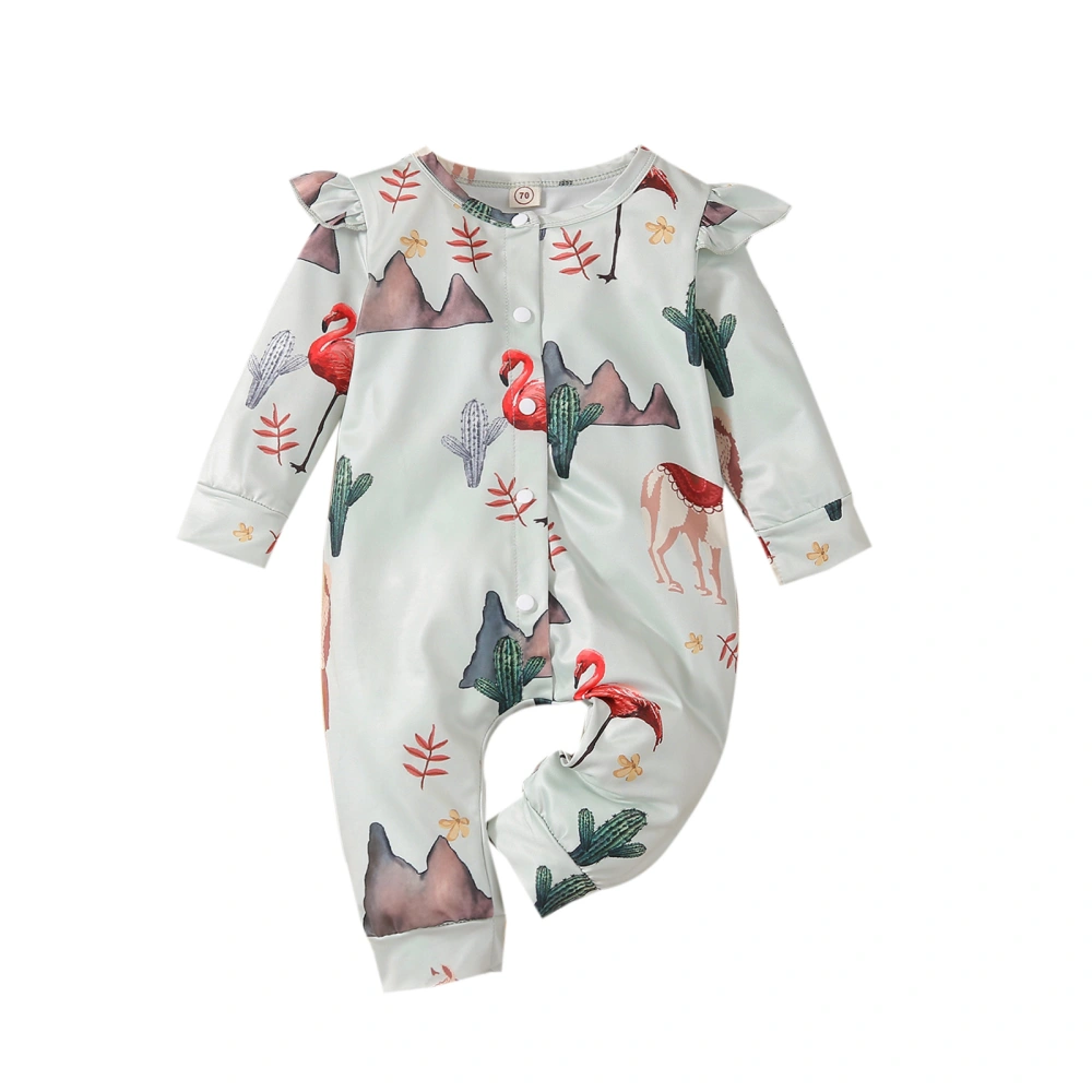 Baby Girls Boys Single-breasted Jumpsuit, Printing Fly Sleeve Romper