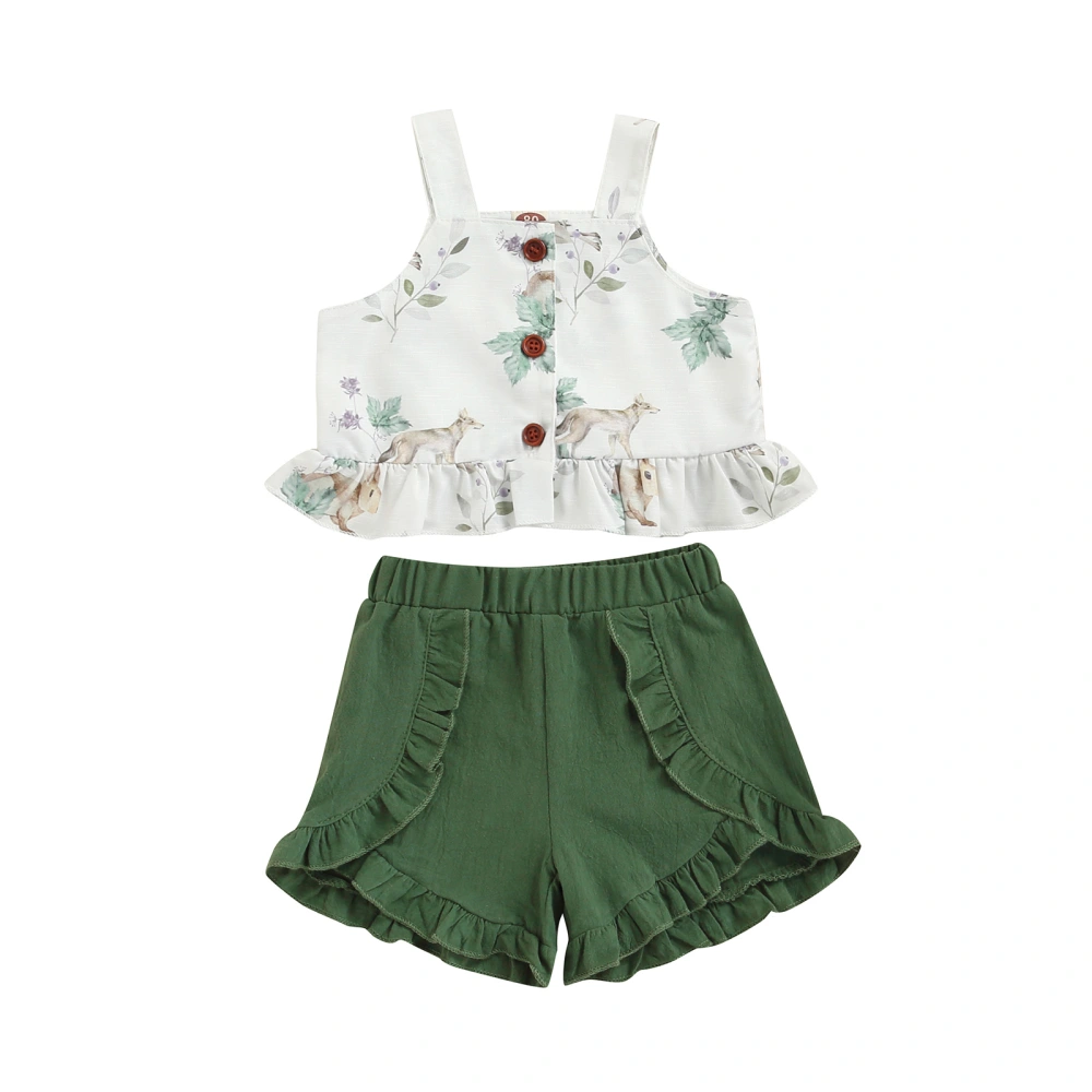 Baby Girl Shorts Set, Square Neck Floral Camisole Elastic Waist Shorts