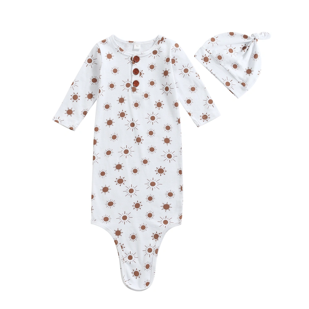 Infant Sleeping Bag Set, Printing Long Sleeve Sleeping Sack, Hat