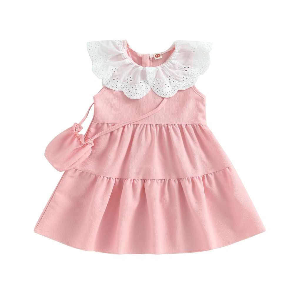 Little Girls Princess Dress Summer A-Line Dress and Crossbody Bag