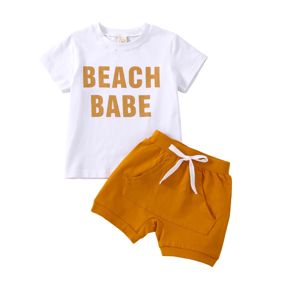 Toddler Baby 2Pcs Summer Outfits, Letter Print Tops + Pocket Shorts