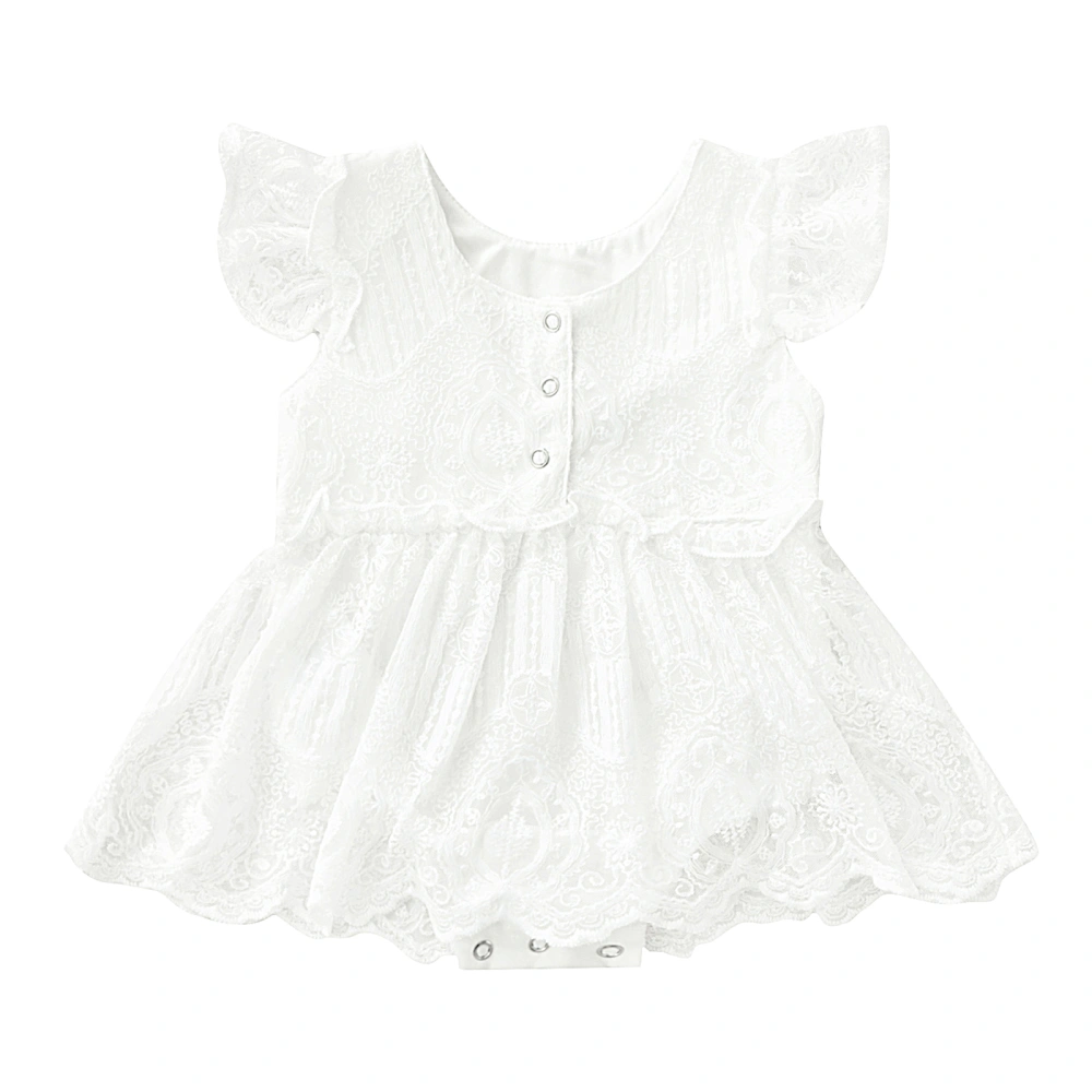 Baby Flying Sleeve Romper with Flower Pattern, Lace Sweet Clothing