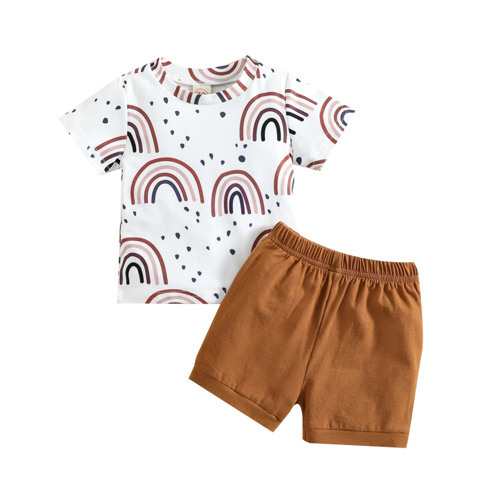 Baby Boys Girls Outfit, Round Collar Short Sleeve Tops, Shorts