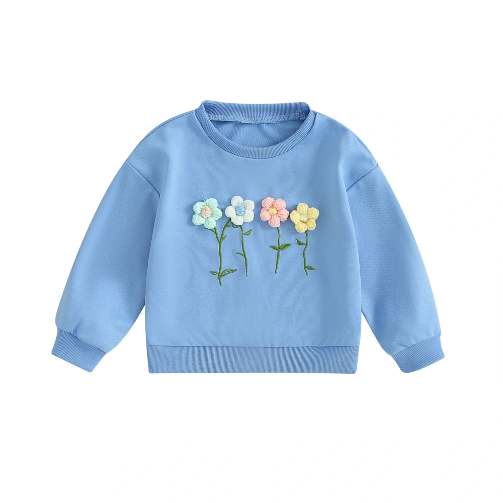 Toddler Girls Sweatshirts Long Sleeve 3D Flower Loose Pullover