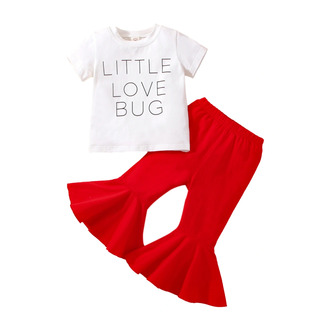 Baby Girls Clothes Set Letter Print Short Sleeves Tops and Flare Pants