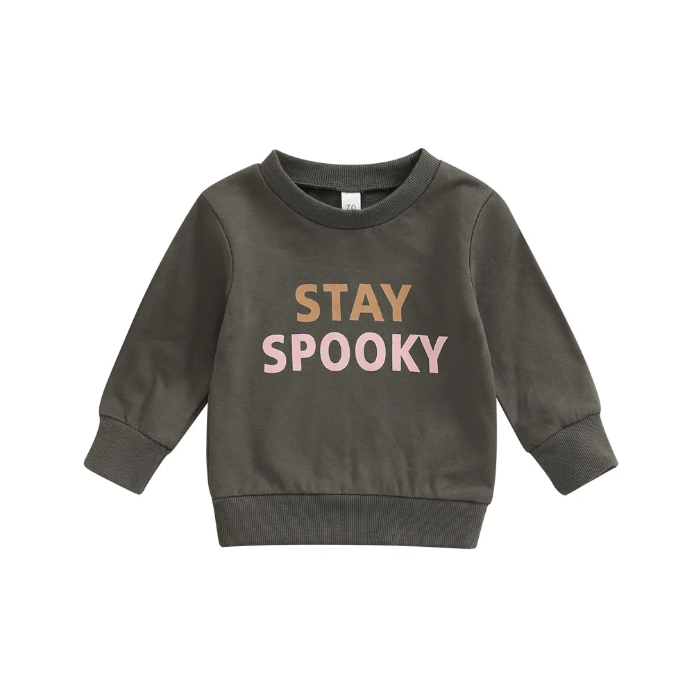 Toddler Halloween Long Sleeve O Neck Letter Print Sweatshirt