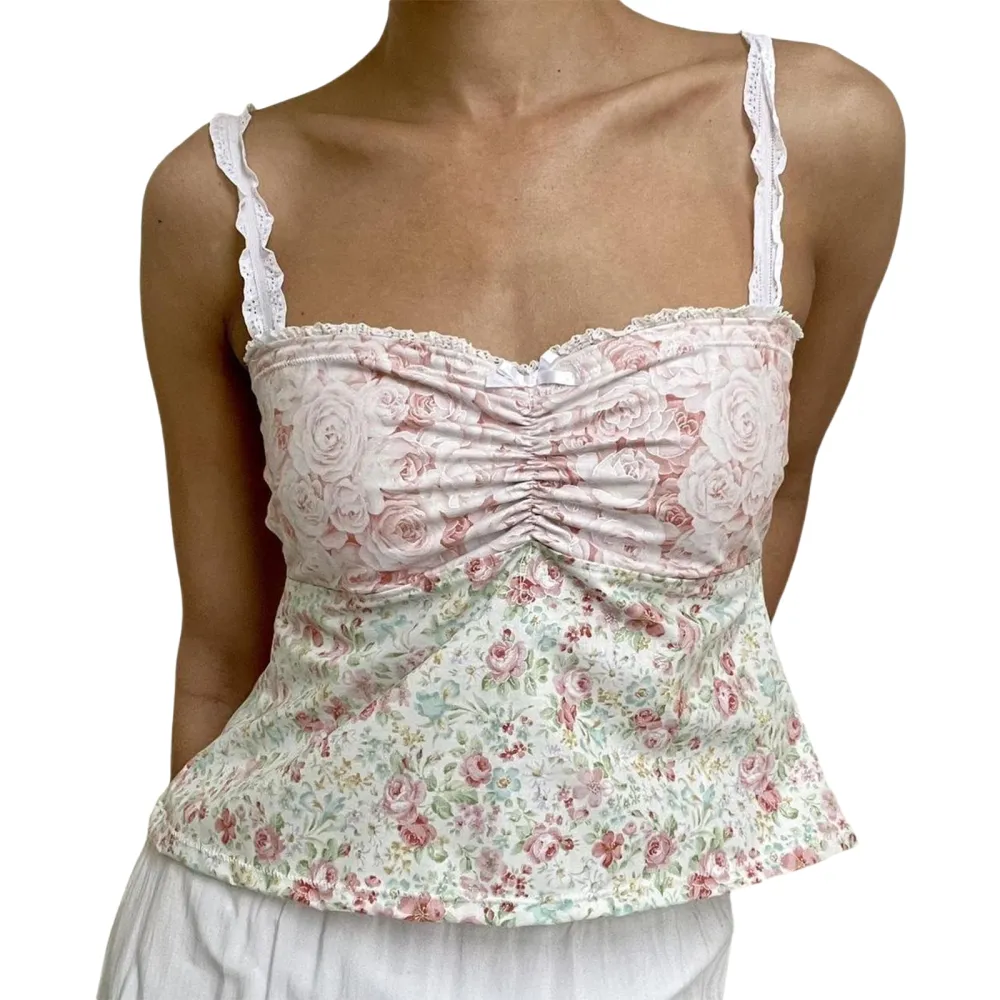 Women's Summer Sleeveless Halter Tie Up Floral Camisole Tops