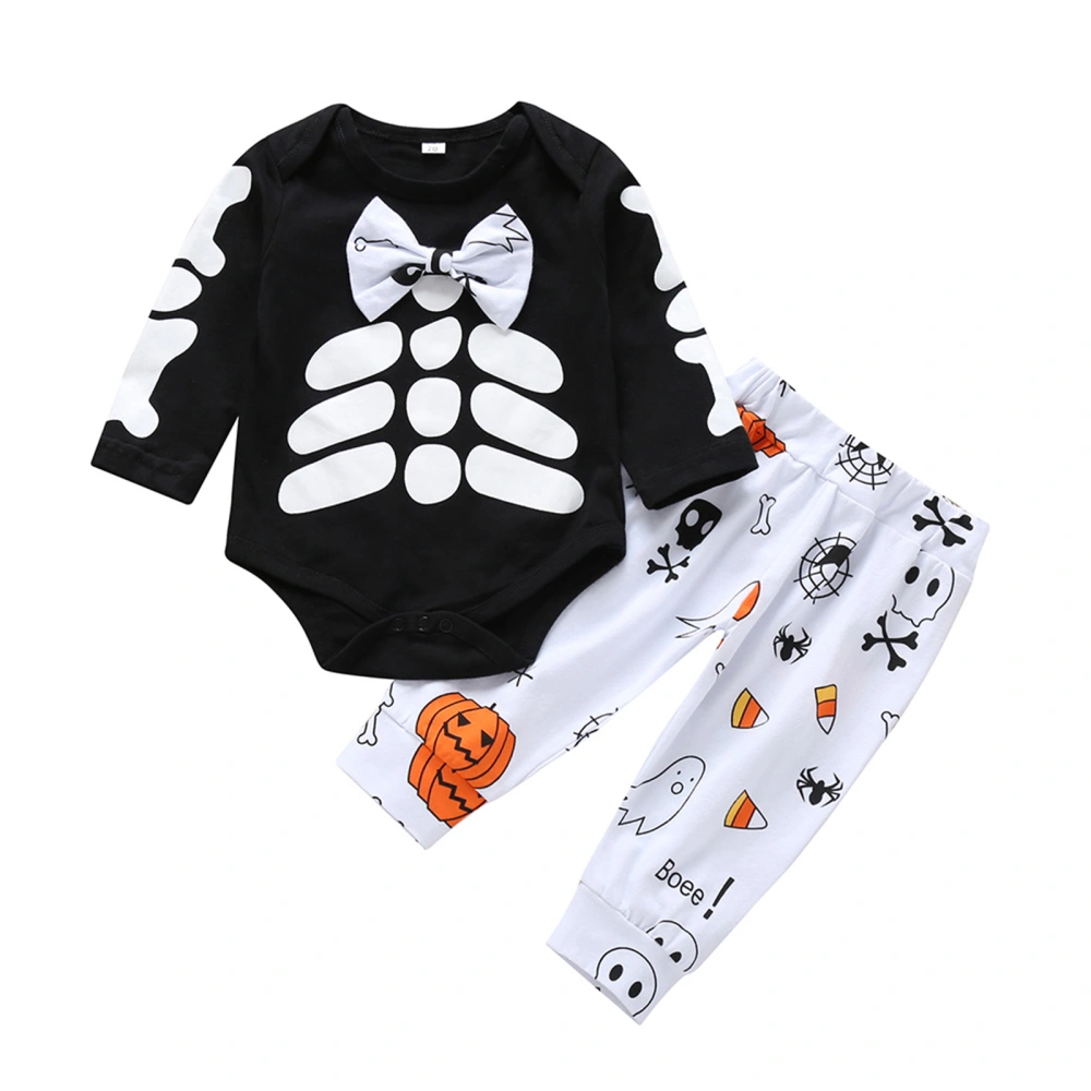 Babies Halloween Clothes Set, Black Romper and Printing Trousers