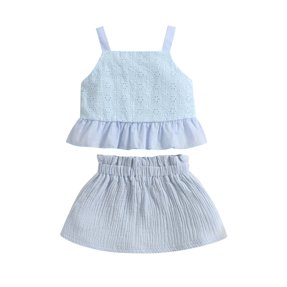 Baby Girls Skirt Set, Flower Camisole with Elastic Waist Skirt