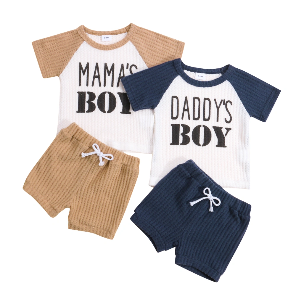 Baby Clothes Set, Letter Print T-shirt+Solid Color Drawstring Shorts