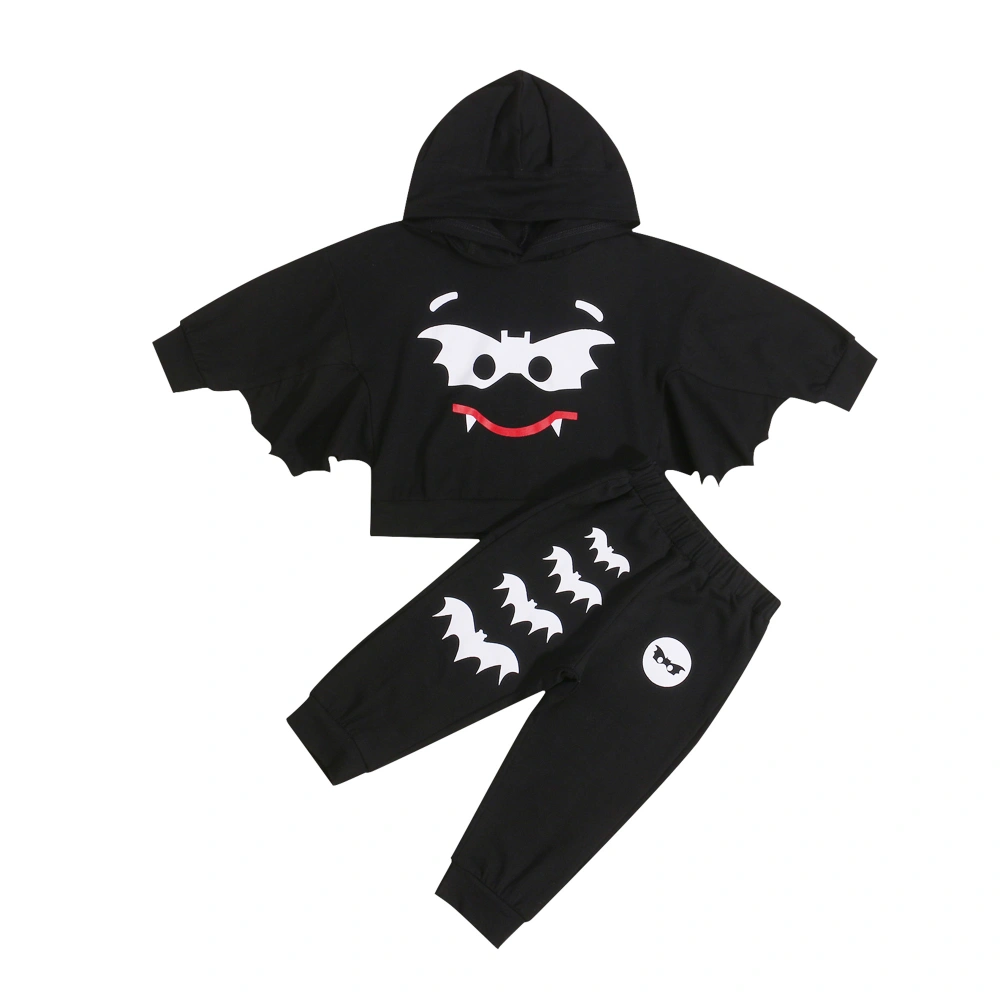 Toddler Baby 2Pcs Halloween Outfits, Long Sleeve Bat Hoodie and Pants