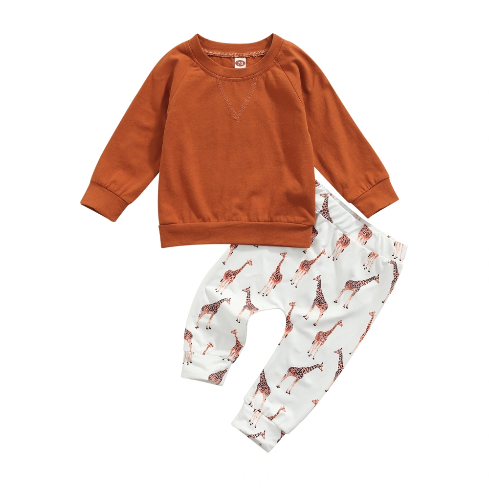 Little Girls Boys Outfit, Long Sleeve Hoodie, Printing Trousers