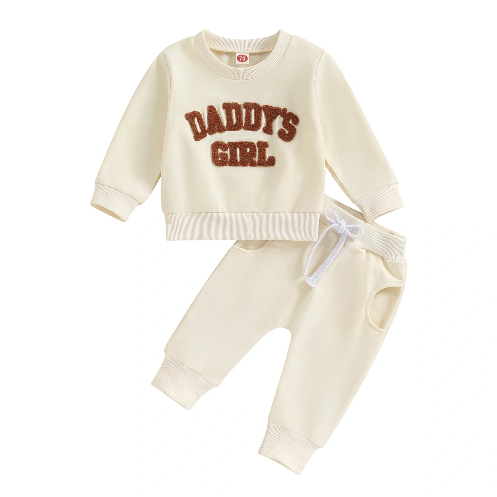 Baby Girl 2Pcs Fall Outfits Fuzzy Letter Sweatshirt + Pants Set