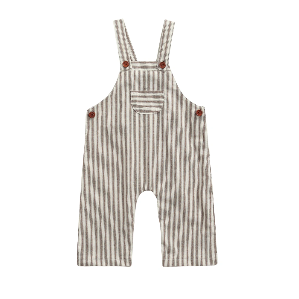 Infant Bib Jumpsuit Vertical Stripes Print, Buttons Loose Clothing