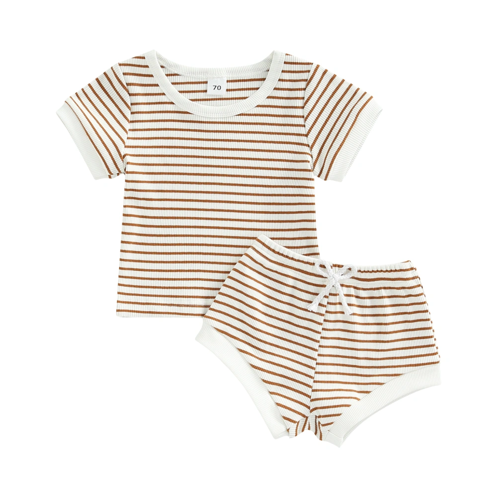 Baby Suit Set, Striped Round Neck Short Sleeve T-Shirt+ Short Pants