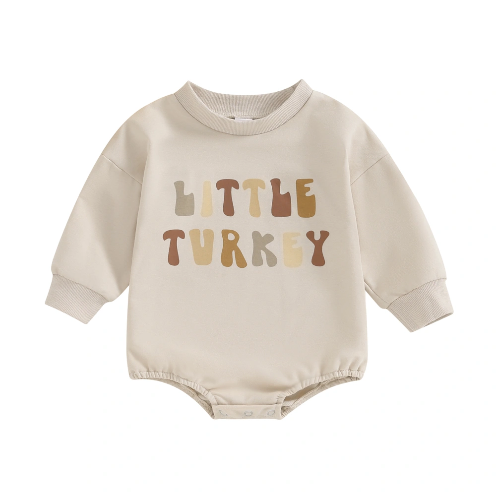 Baby Girls Thanksgiving Crewneck Long Sleeve Letter Print Romper