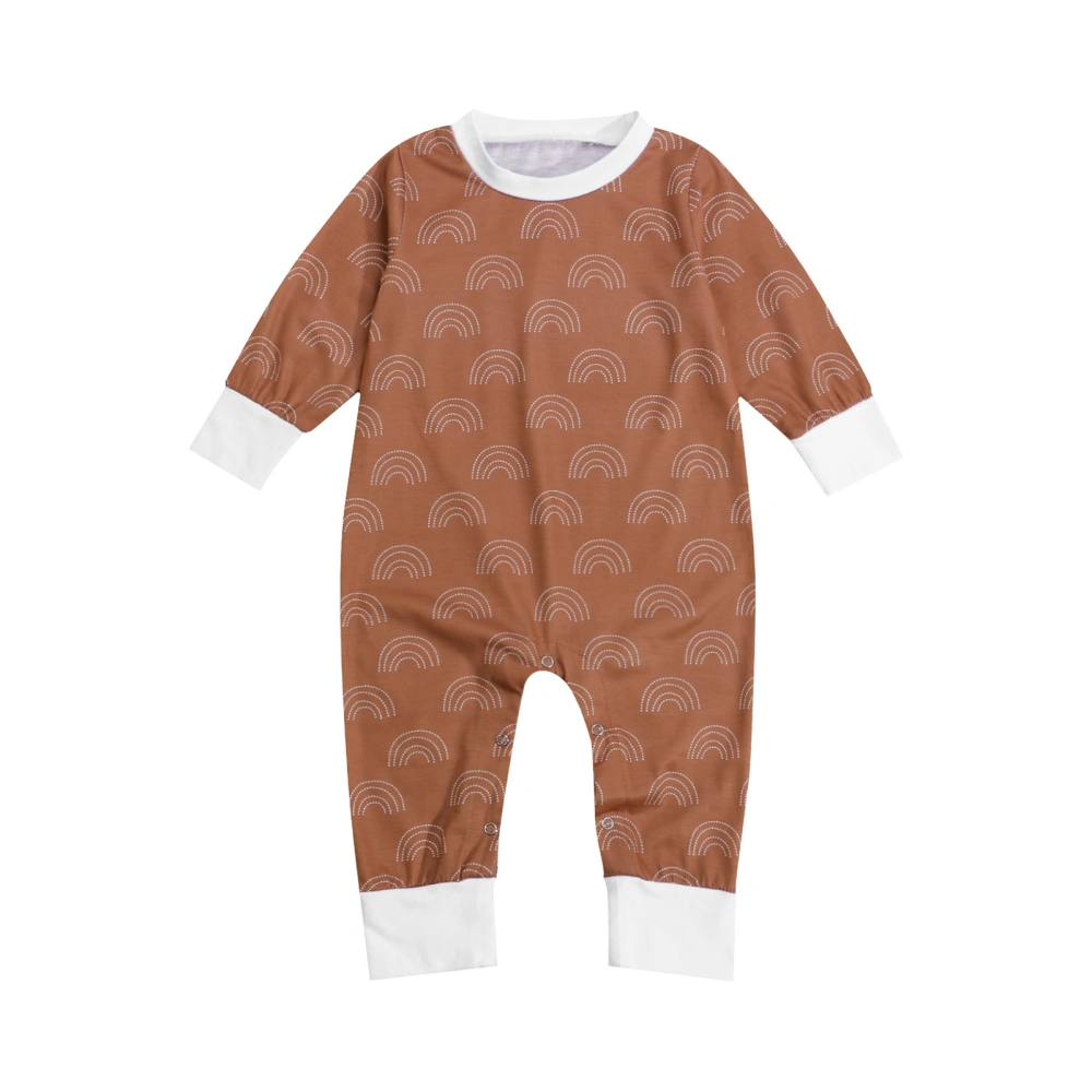 Baby’s Fashion Rainbow Printing Round Neck Long Sleeve Jumpsuit