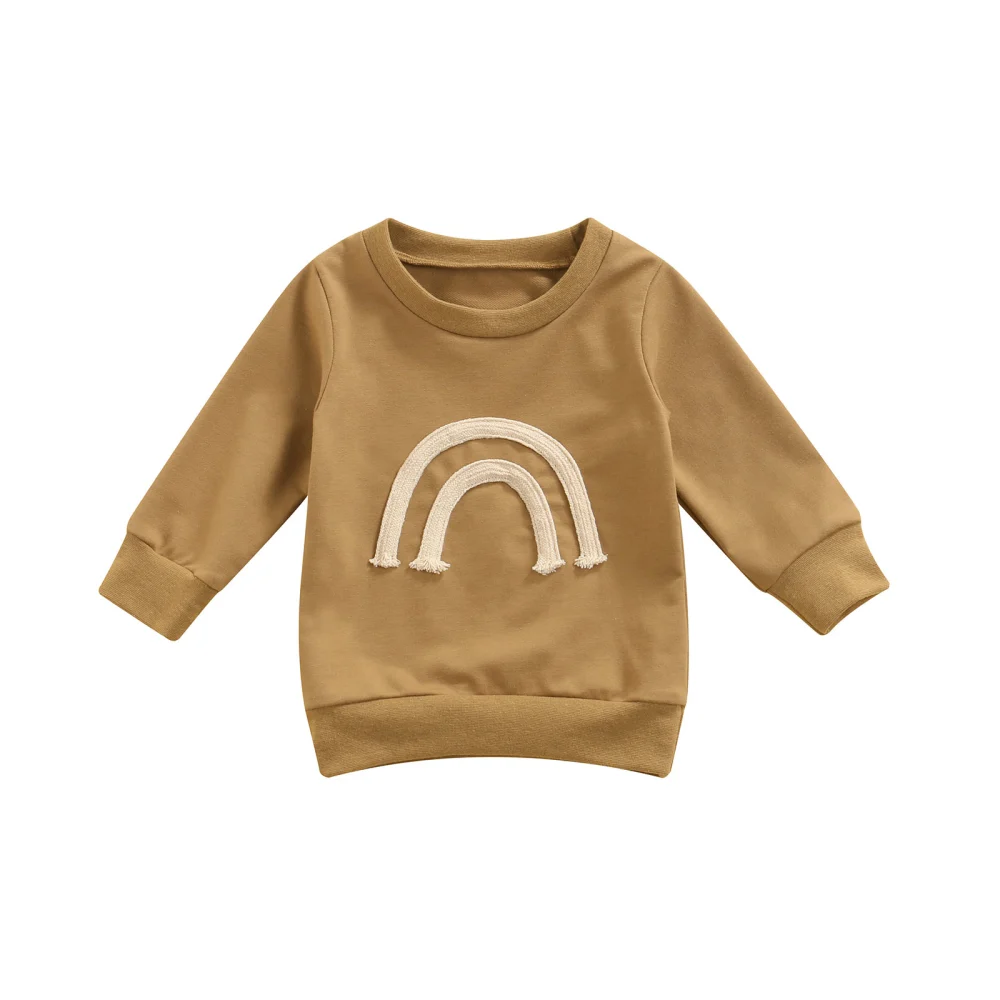 Toddler Rainbow Pullovers, Long Sleeve Round Neck Loose Sweatshirts