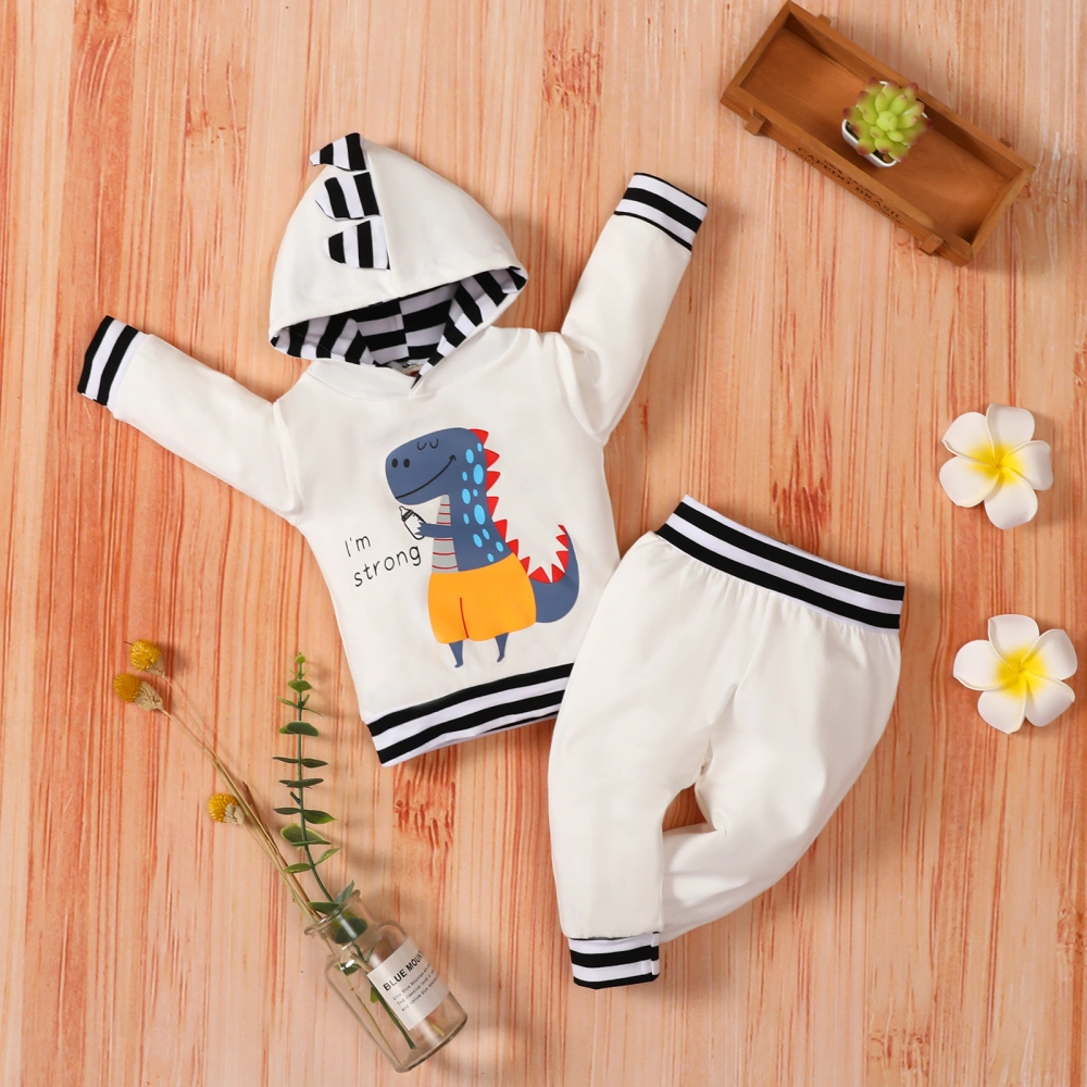 Toddlers Outfits, Dinosaur Print Hooded Long Sleeve Sweatshirt + Pants