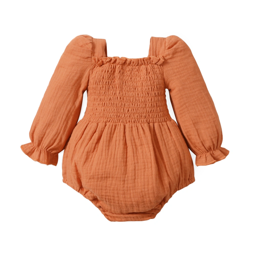 Girl Solid Color Romper, Toddler Square Collar One Piece Jumpsuit