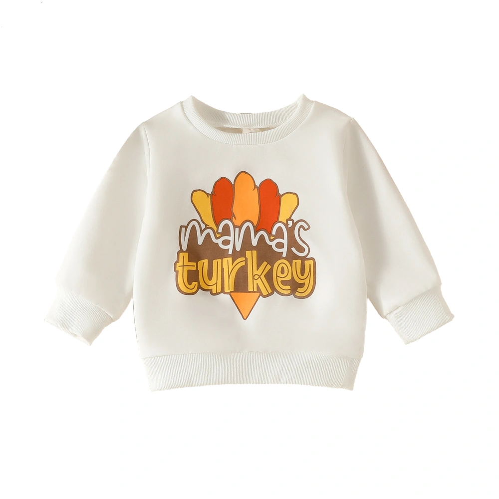 Toddler Thanksgiving Sweatshirt Long Sleeve Letter&Turkey Pullover