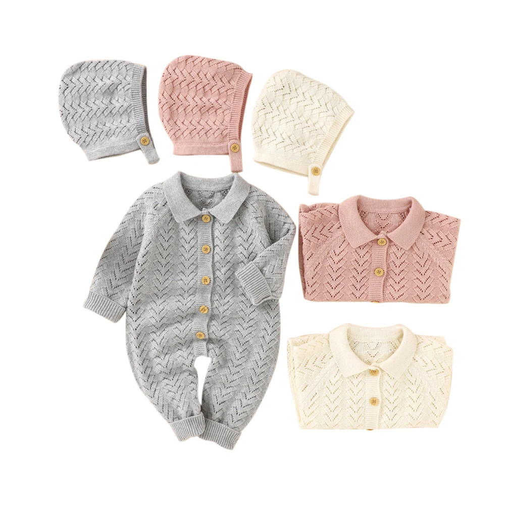 Infant Polo Jumpsuit + Hat, Single Breasted Casual Ribbed Closure