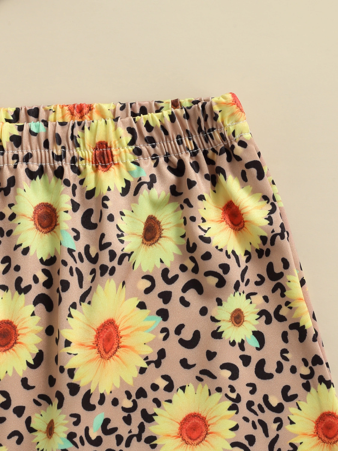 Girls Clothes Set Bull Head Print Tops with Sunflower Pants Headband