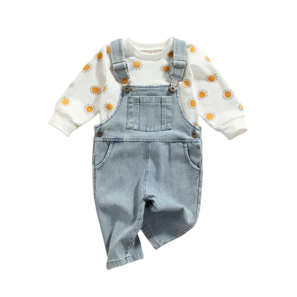 Baby Long Sleeves + Suspenders Trousers, Sun Adjustable Pocket