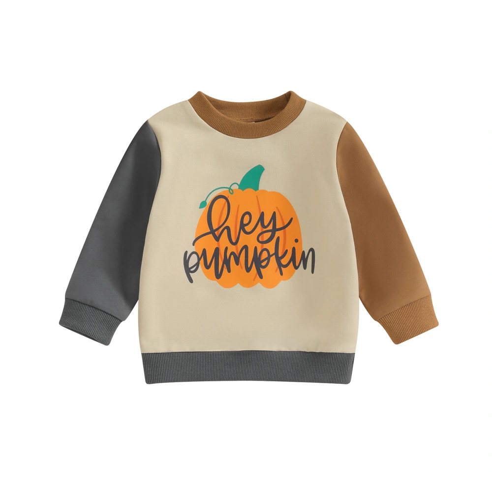 Toddler Halloween Sweatshirt Long Sleeve Pumpkin&Letter Pullover 