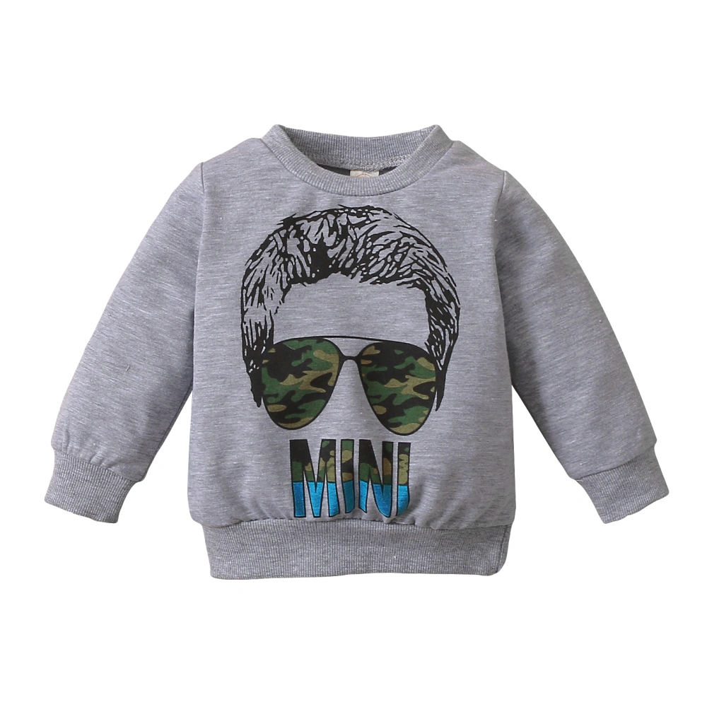 Little Boys Autumn Hoodie, Printing Long Sleeve Round Collar Tops