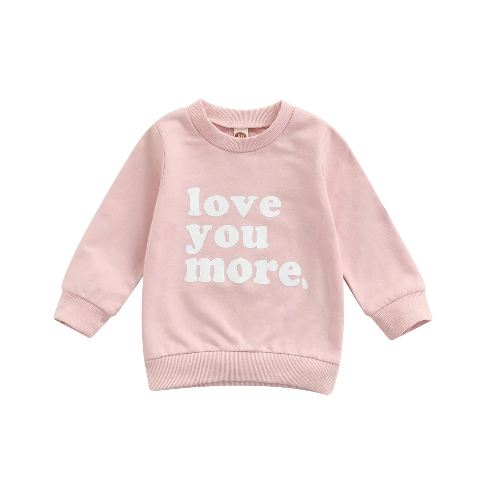 Toddler Girls Letter Print Long Sleeve Round Neck Loose Pullovers