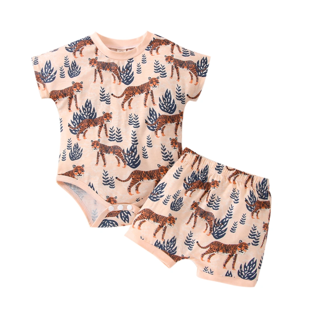 Baby Two Pieces Clothes Outfit, Tiger Printed Romper + Shorts