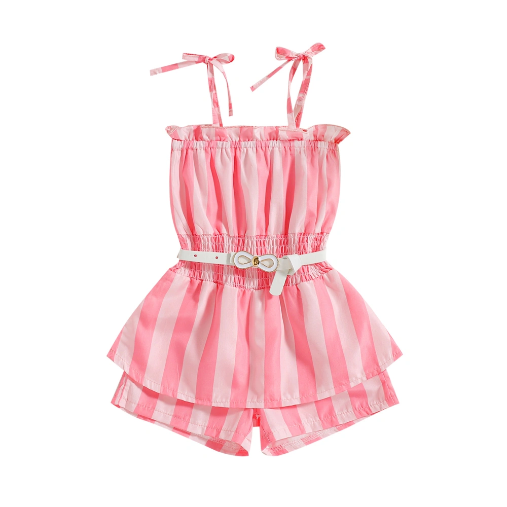 Toddler Girls Romper, Stripe Slim Fit Sleeveless Bodysuit with Belt