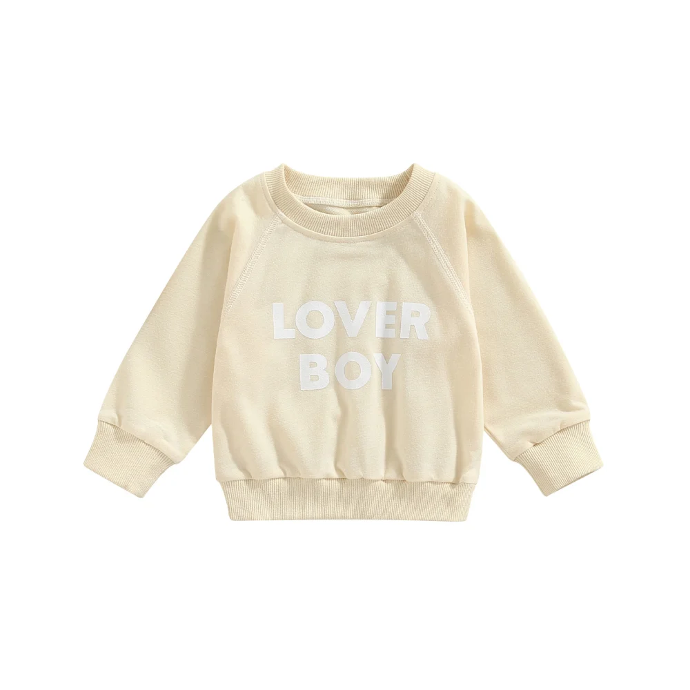 Toddler Baby Long Sleeve Pullover, Letter Print Round Neck Loose Tops