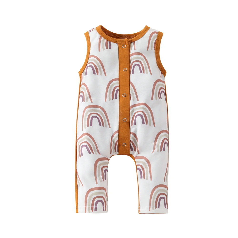 Baby Romper, Rainbow Print Round Neck Sleeveless Jumpsuit Playsuits