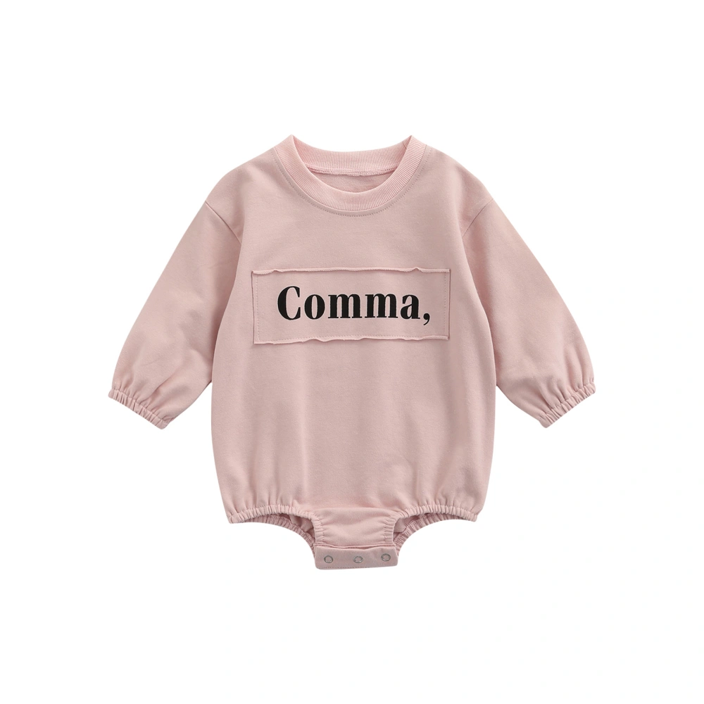 Baby’s Autumn Fashion Letter Printed Round Neck Long Sleeve Romper