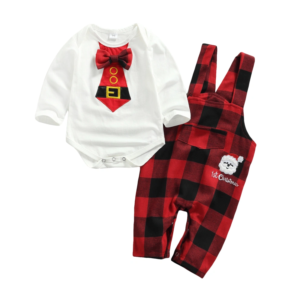 Babies Clothes Set, Long Sleeve Romper and Print Suspender Trousers