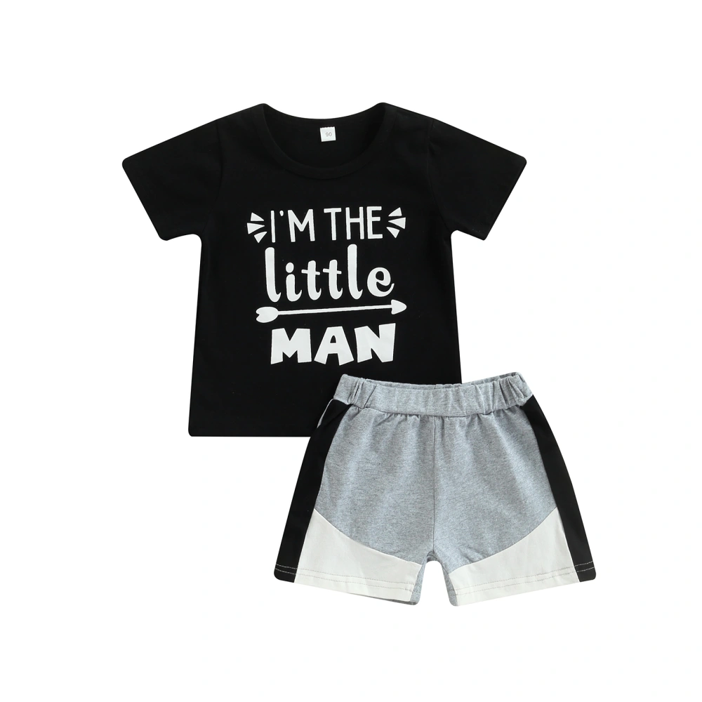 Boys Summer Streetwear Letter Print Short Sleeve T-shirt and Shorts 