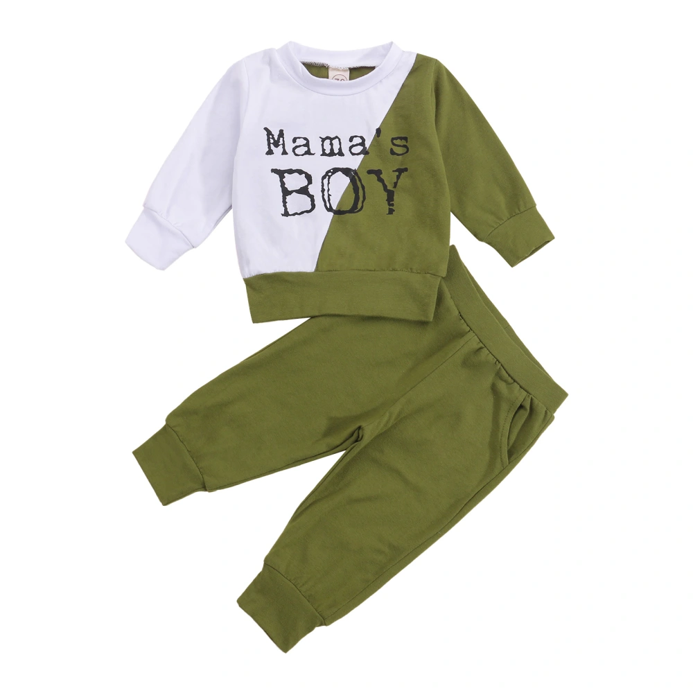 Baby Boy 2Pcs Fall Outfits, Color Block Letter Pullover and Pants