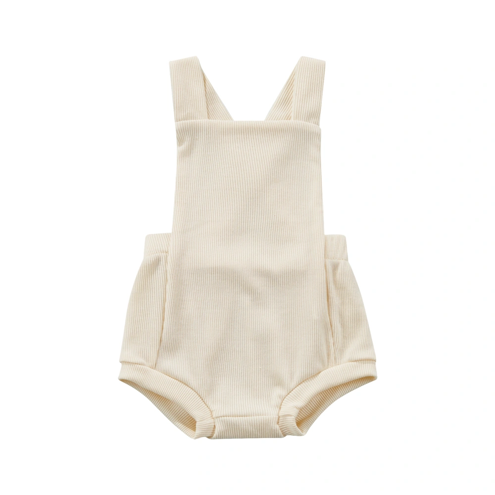 Baby Sleeveless Romper, Cute Solid Color Backless Strap Bodysuit