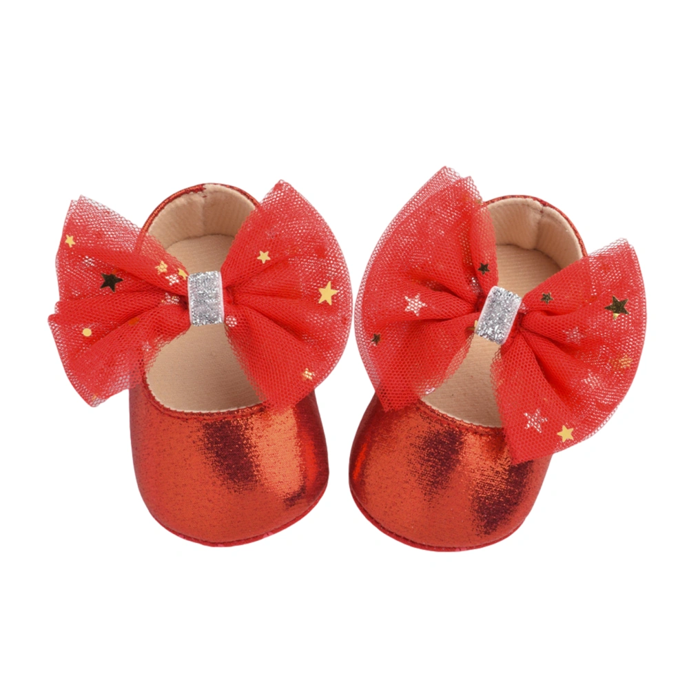 Baby Girl Princess Dress Shoes Non-Slip Bowknot Mary Jane Flats with Sequins