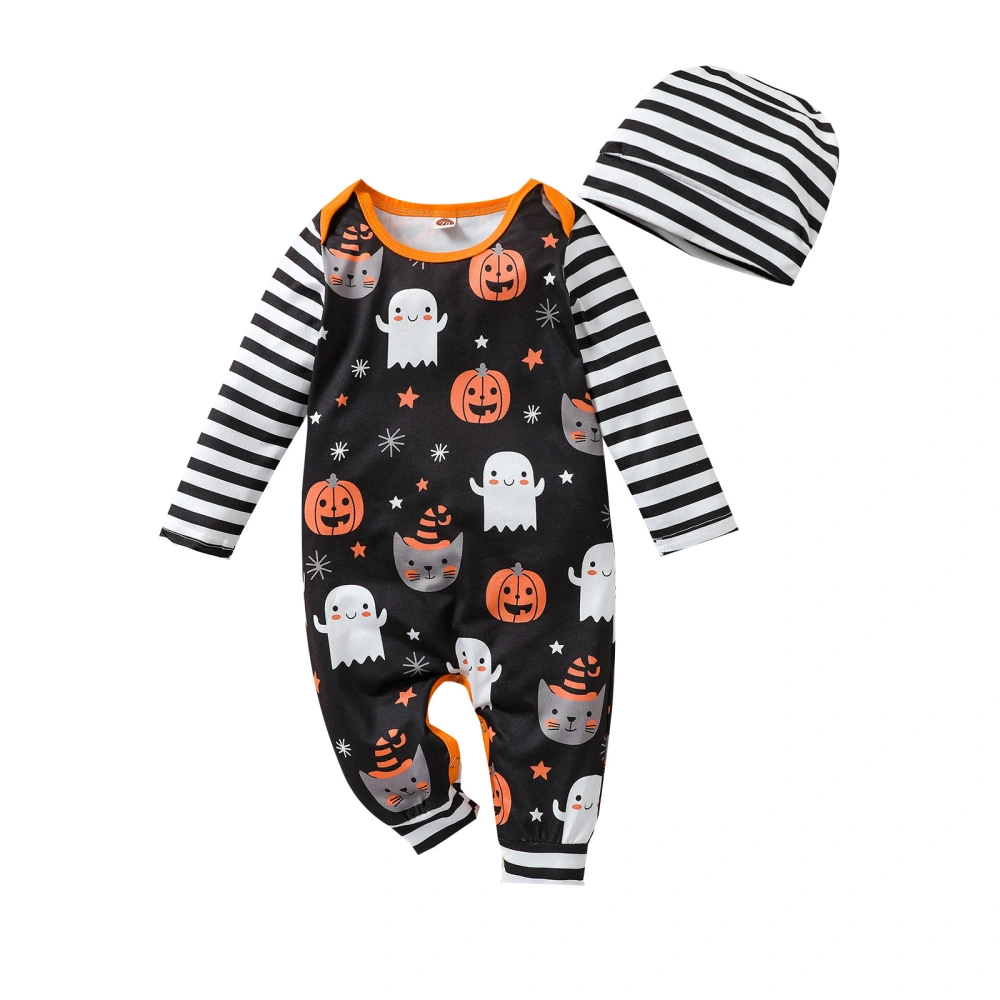 Babies Halloween Clothes Set, Pumpkin Printing Romper and Cap