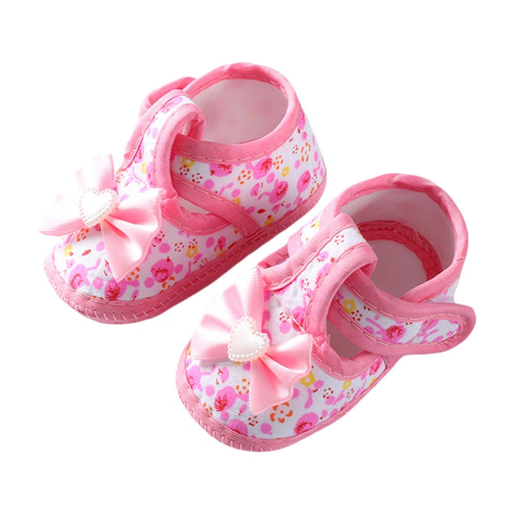 Baby Girls Flat Shoes, Bowknot Flower Print Non-slip Toddler Shoes