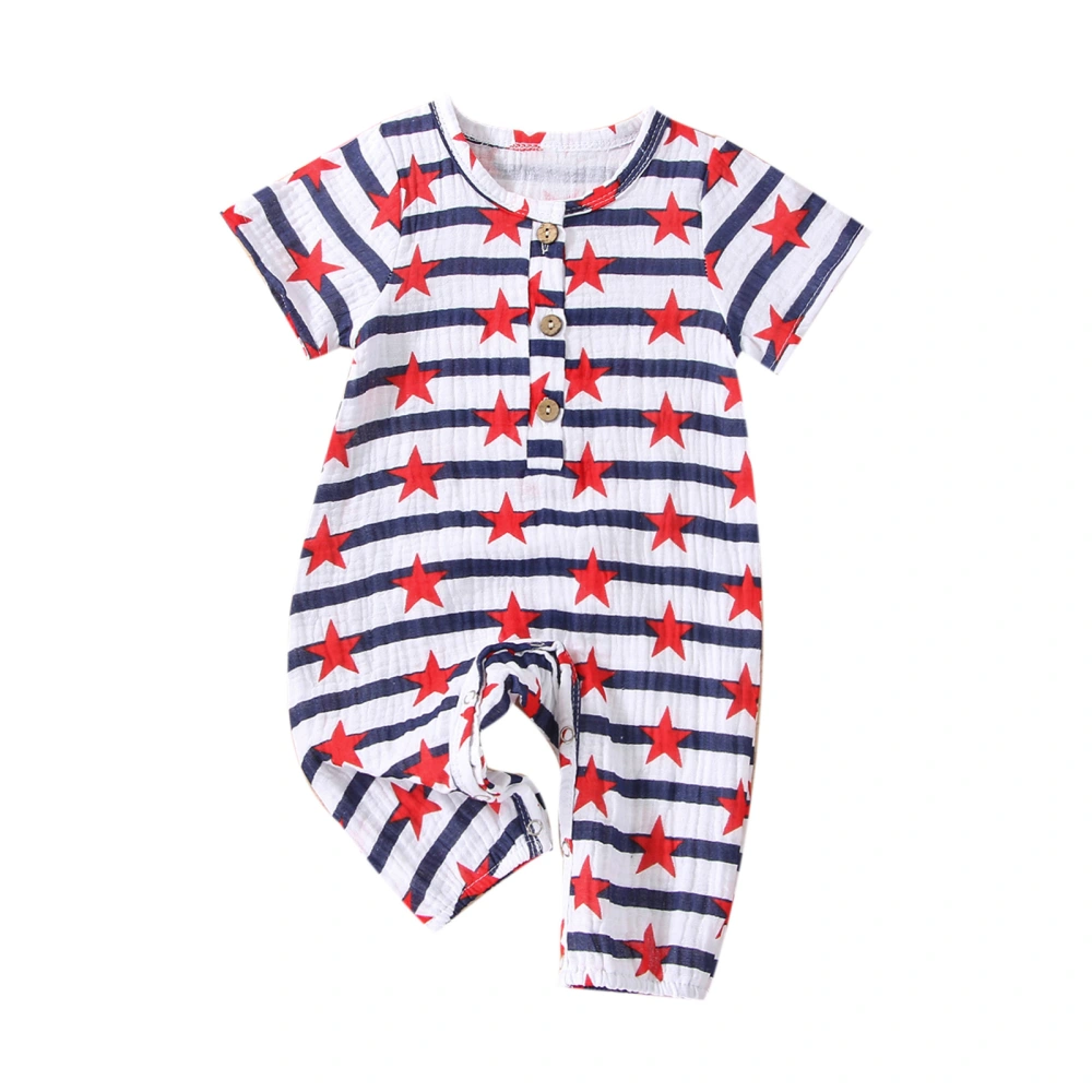 Baby Independence Day Short Sleeve Romper with Stripe / Flag Clothing