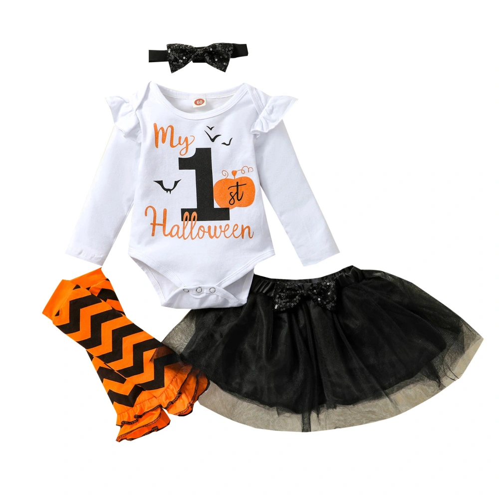 Baby Girl Outfit, Letters Romper + Tutu Skirt + Leg Warmer + Headband