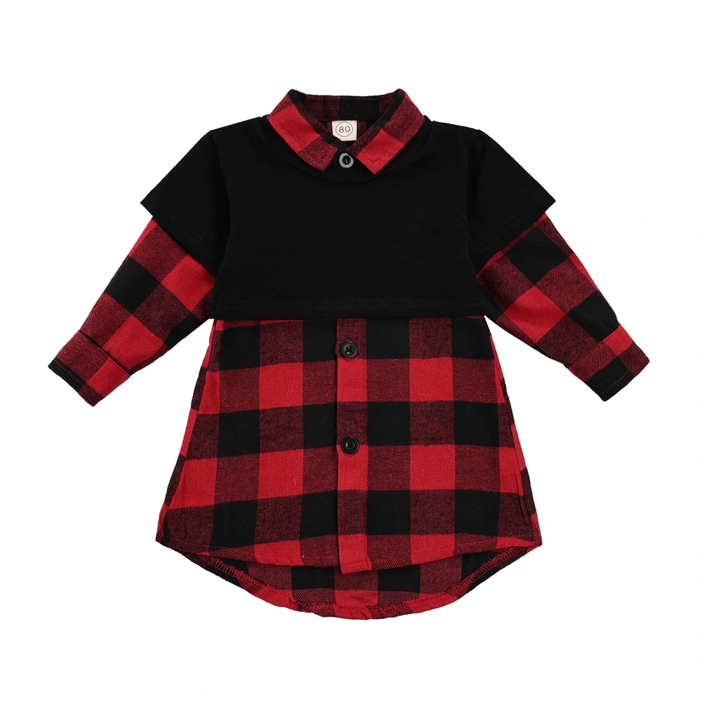 Toddler Girl 2Pcs Fall Outfits, Button Down Plaid Shirt Dress + Vest