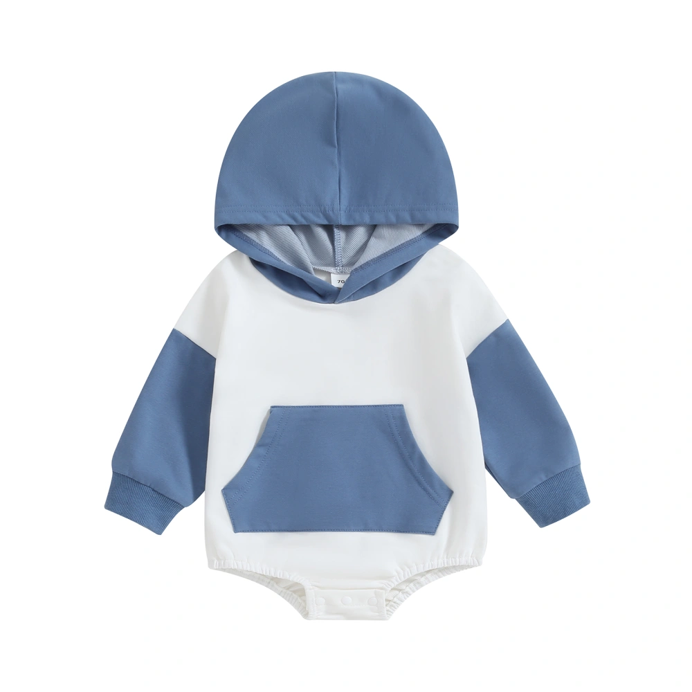 Baby Hooded Rompers Infant Contrast Color Loose Fit Bodysuit