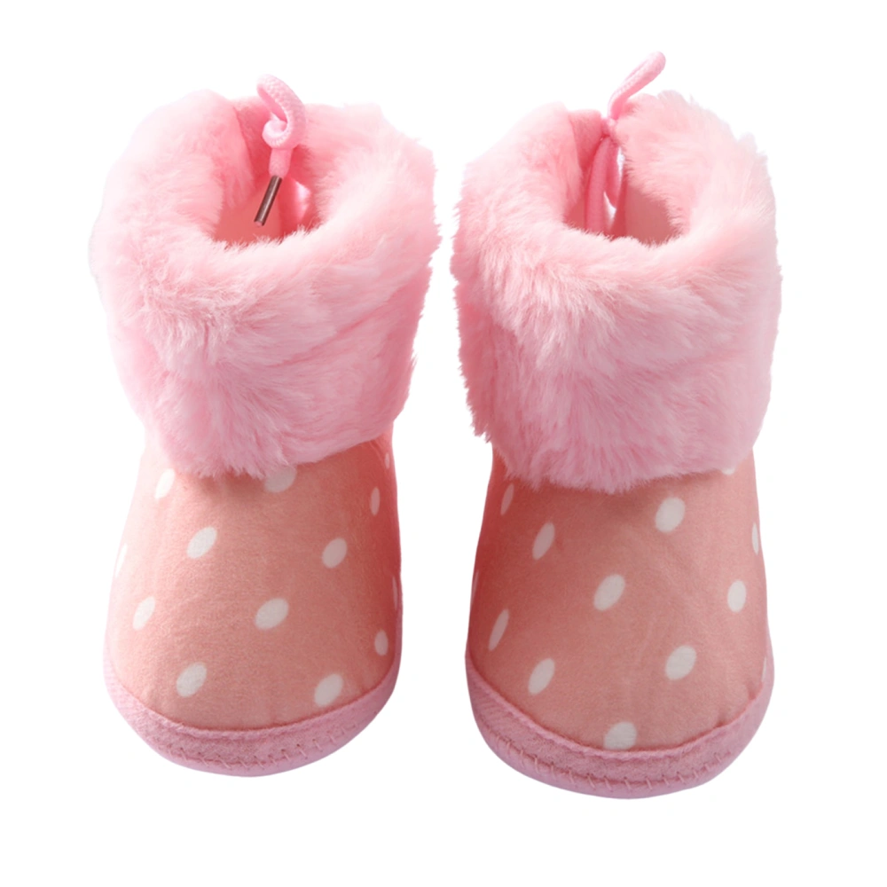 Infant Flat Thermal Shoes, Dots Print High-top Soft Sole Boots