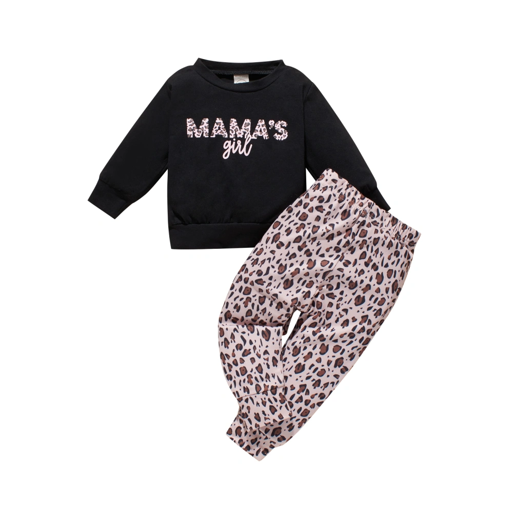 Baby Long Sleeve Tops + Trousers, Leopard Pattern, Mama' Girl Letter